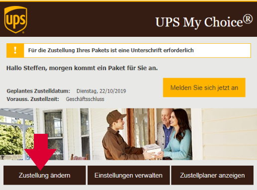E-Mail von UPS My Choice