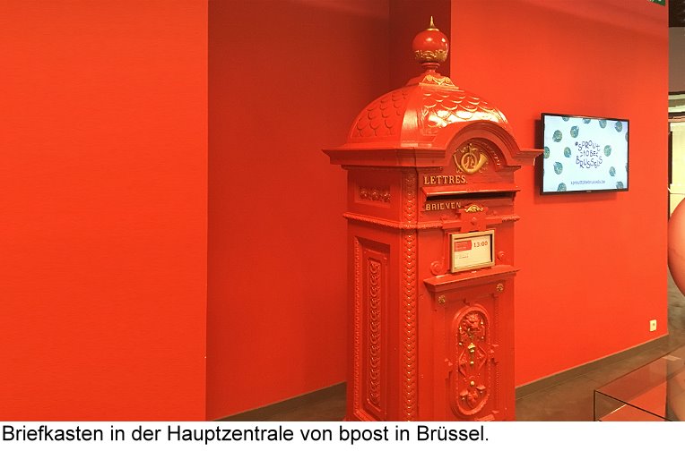Historischer Briefkasten der belgischen Post in Brüssel