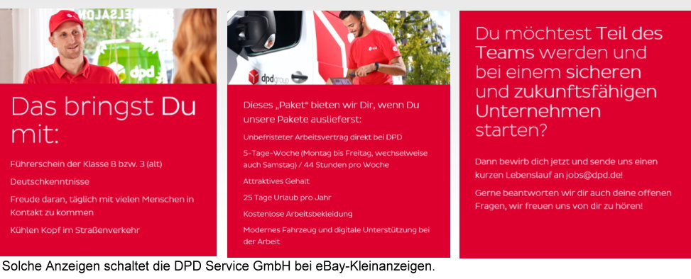 Stellenanzeige der DPD Service GmbH