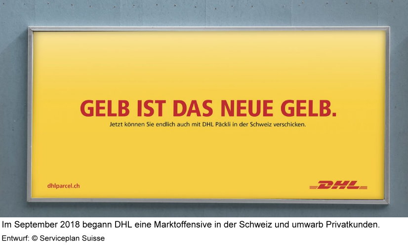 Werbeplakat von DHL Parcel Switzerland im September 2018