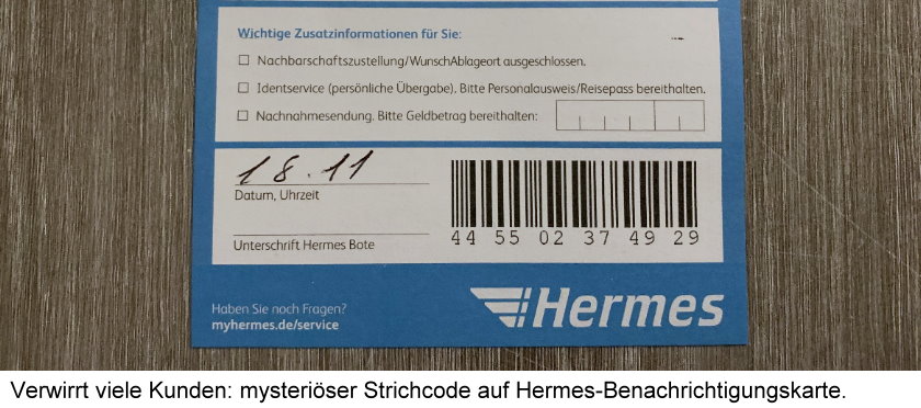 Hermes-Benachrichtigungskarte