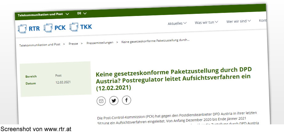 Aufsichtsverfahren von RTR gegen DPD Austria