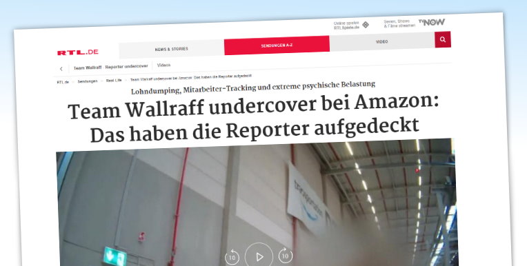 Screenshot von RTL: Günter Wallraff bei Amazon