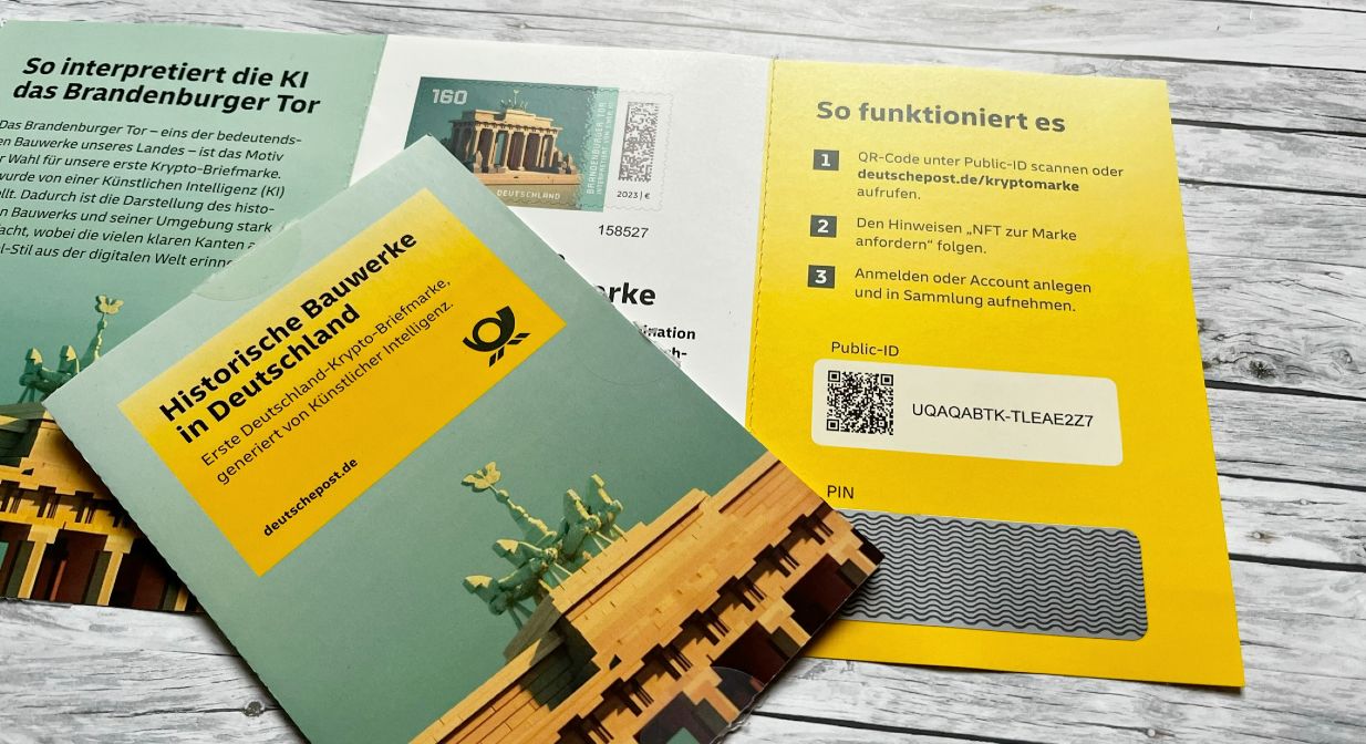 Kryptomarke mit Booklet der Deutschen Post