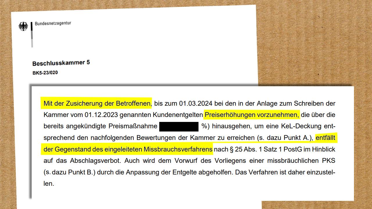 Verfahren der Bundesnetzagentur gegen Deutsche Post Inhaus Services eingestellt
