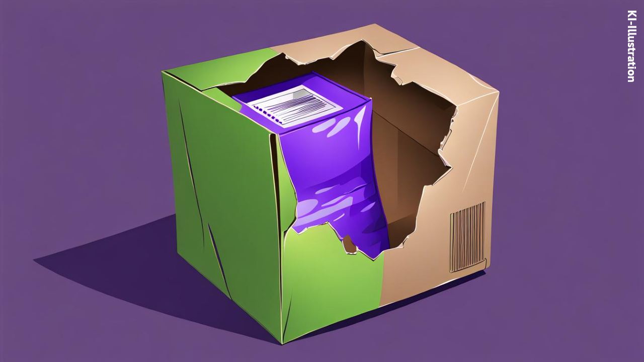 Illustration eines beschädigten Pakets