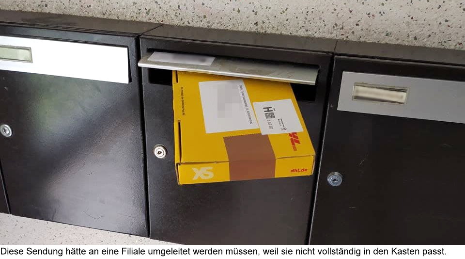 Pakete dürfen nicht auf Briefkästen abgestellt werden