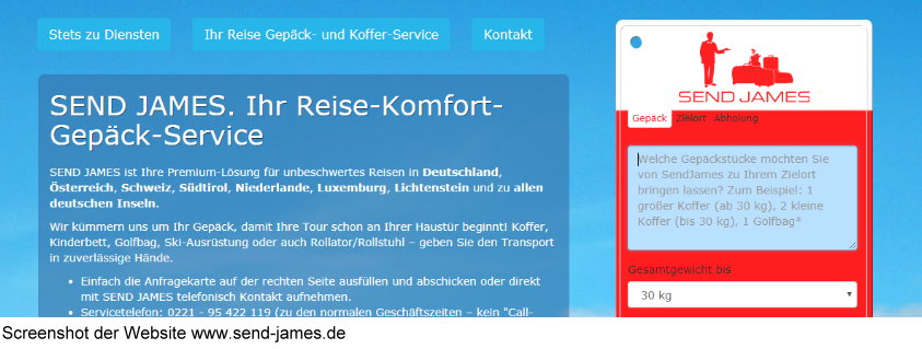 Screenshot der Website send-james.de