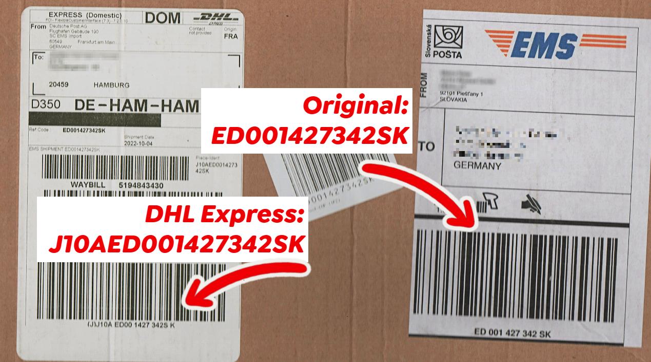 Beispiel: EMS-Paket-Label und DHL-Express-Label