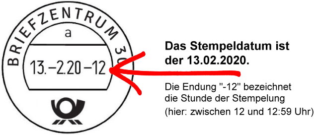 Beispiel eines Poststempels mit Datumsangabe